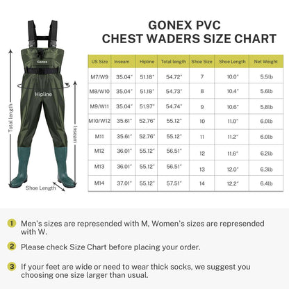 fishing waders size 7 to 14