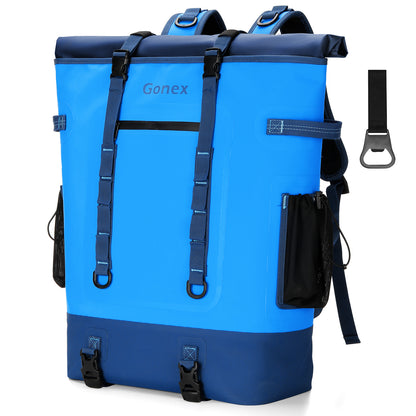 Gonex 40 can insulated cooler backpack in blue
