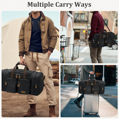 Gonex 60L dark grey canvas duffle bag for travel and gym