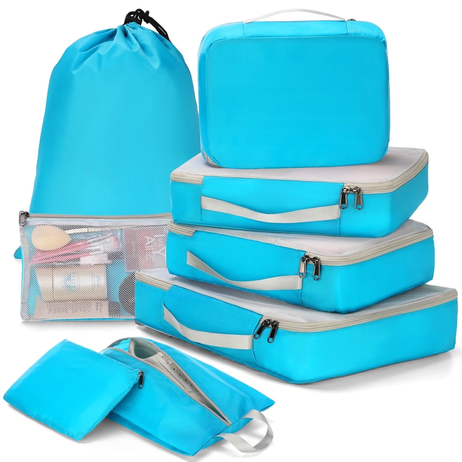 Gonex 8 Set Compression Packing Cubes for Travel Expandable Luggage Organizers