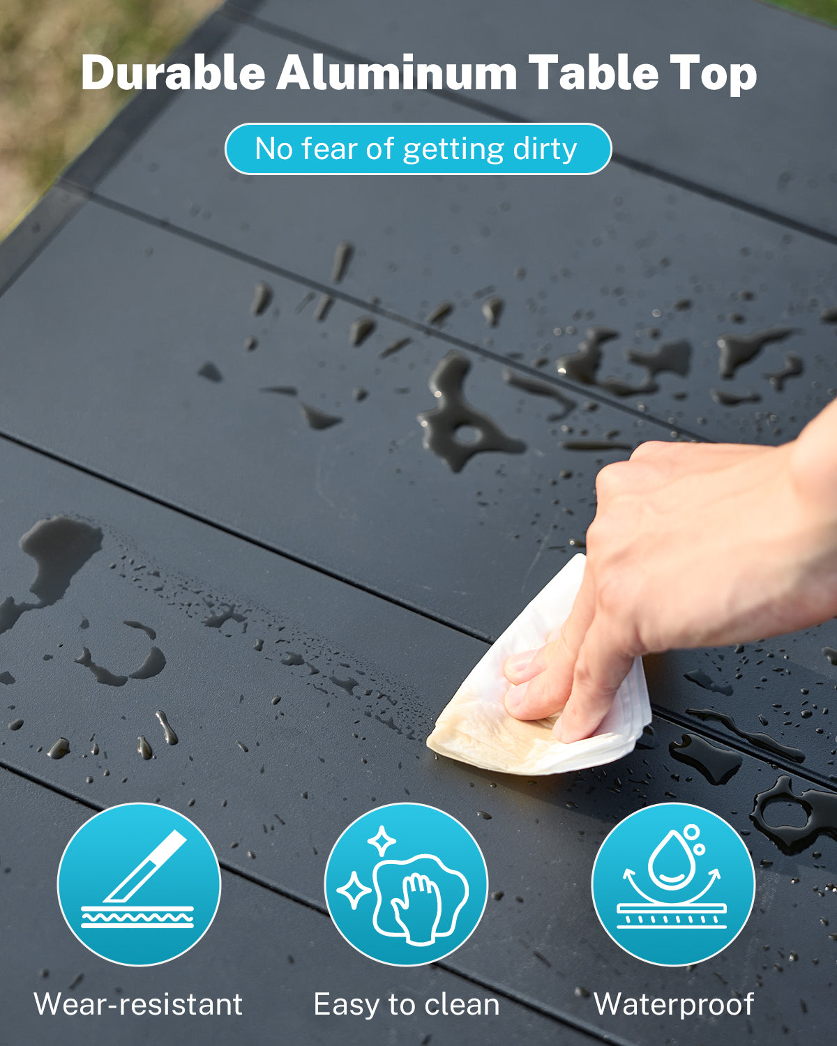 Gonex durable aluminum camping tabletop that is waterproof and easy to clean