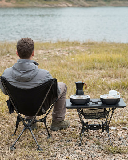 Gonex folding aluminum camping table dimensions and accessories with mesh pocket and storage bag
