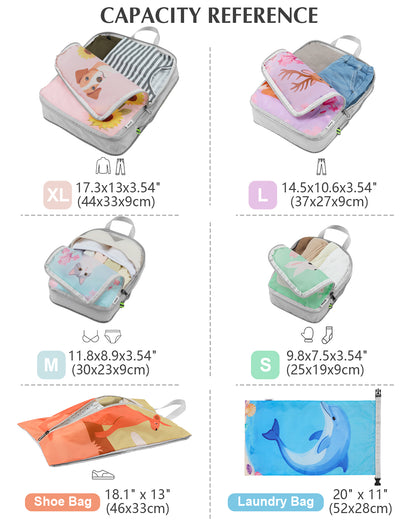 Gonex 6-Piece Animals Compression Packing Cubes