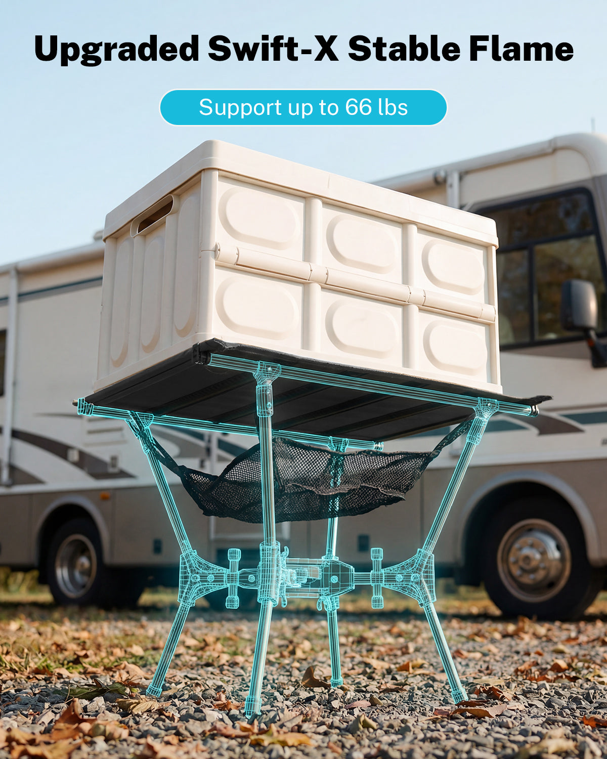 Gonex camping table with upgraded X frame supporting up to 66 lbs