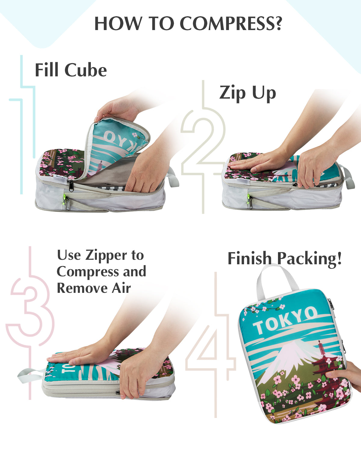 Gonex 6-Piece Compression Packing Cubes with Shoe &amp; Laundry Bags for Travel