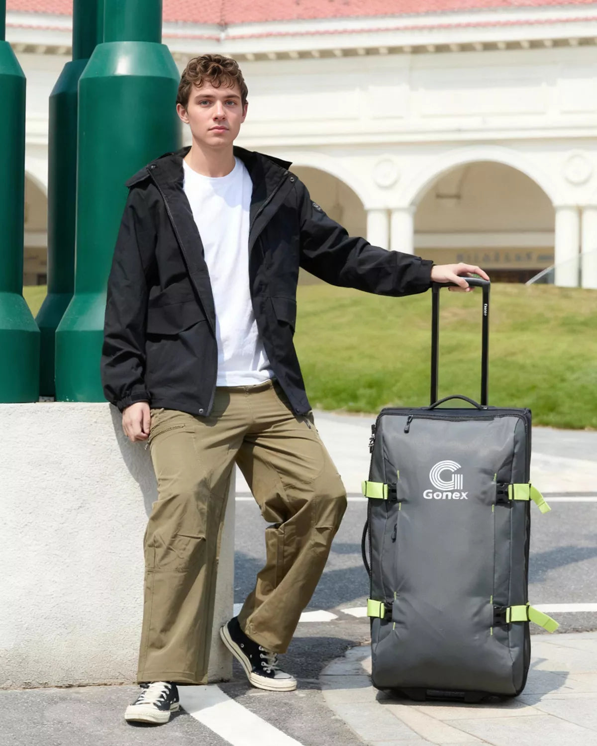 Gonex duffle bag with wheels green