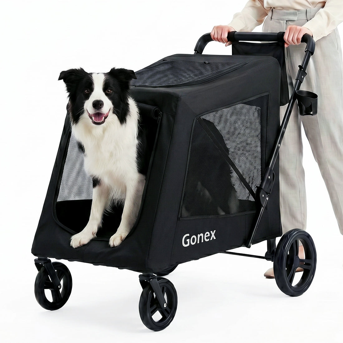 Gonex heavy duty dog stroller for large and medium dogs in black