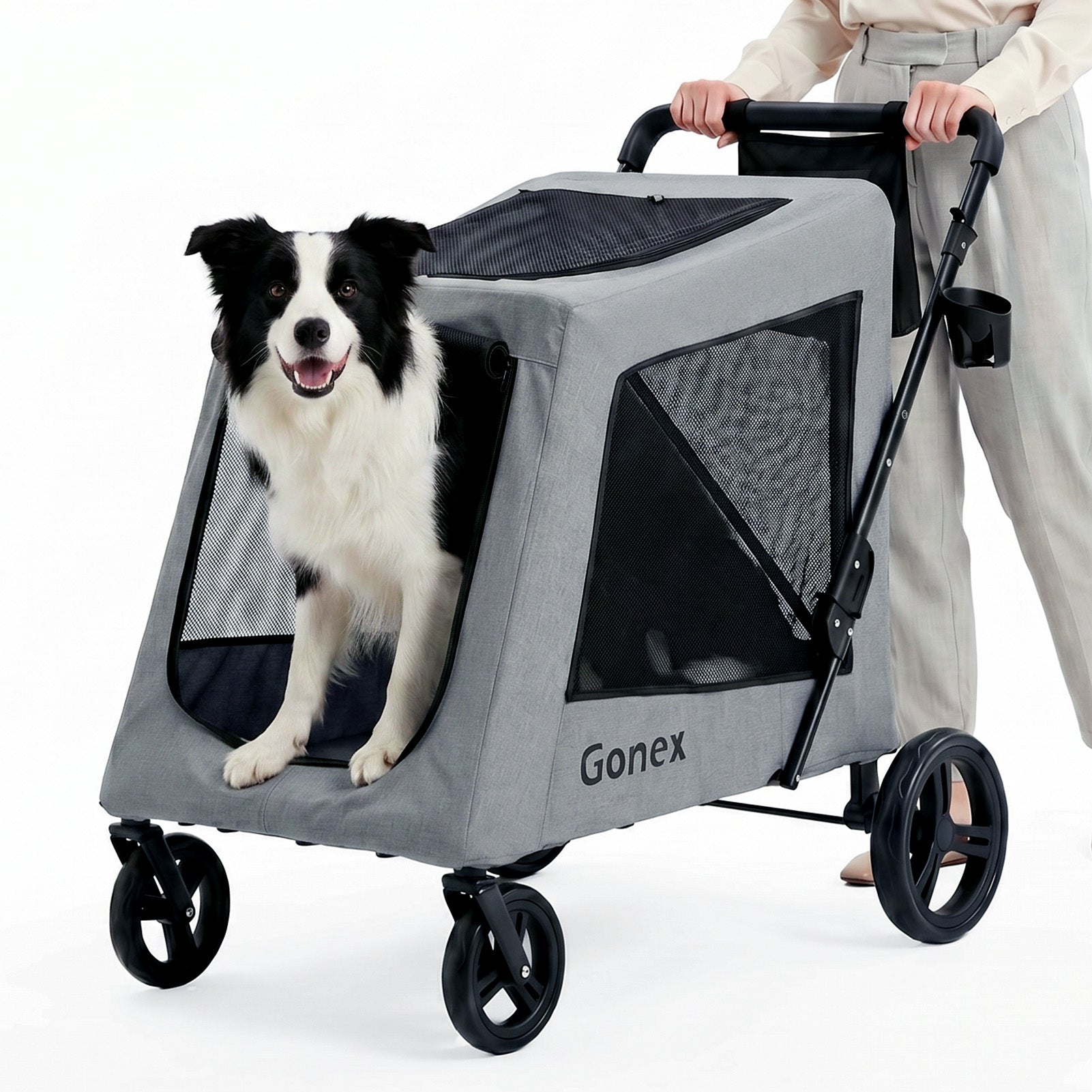 Gonex heavy duty gray dog stroller for large and medium dogs