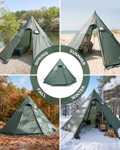 Gonex 4 Season Hot Tent with Stove Jack, 6 Person Waterproof Camping Tent