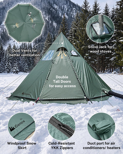 Gonex 4 Season Hot Tent with Stove Jack, 6 Person Waterproof Camping Tent