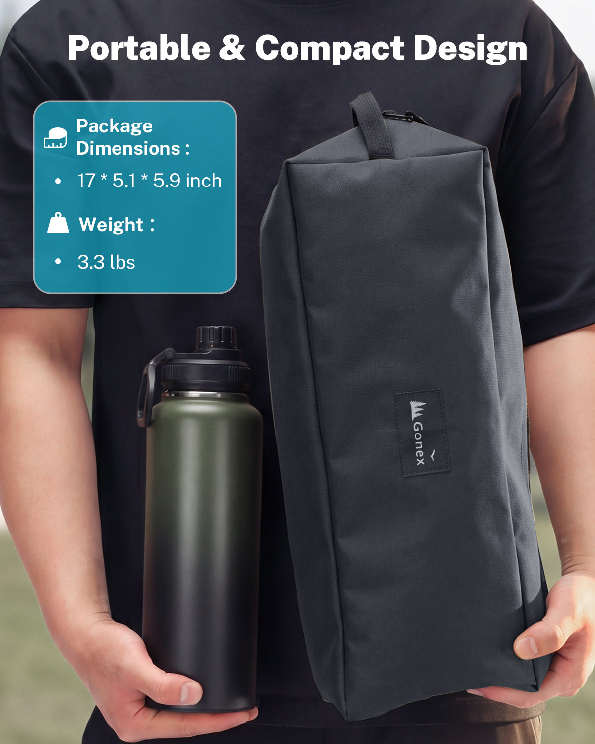 Gonex portable compact camping table with storage bag and 3.3 lbs weight