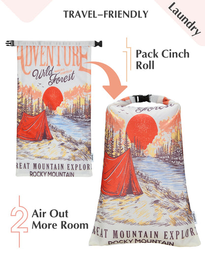 Gonex 6-Piece Retro Mountains Compression Packing Cubes