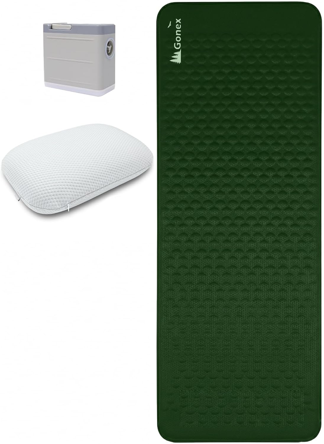 Gonex green self inflating sleeping pad with electric pump and pillow