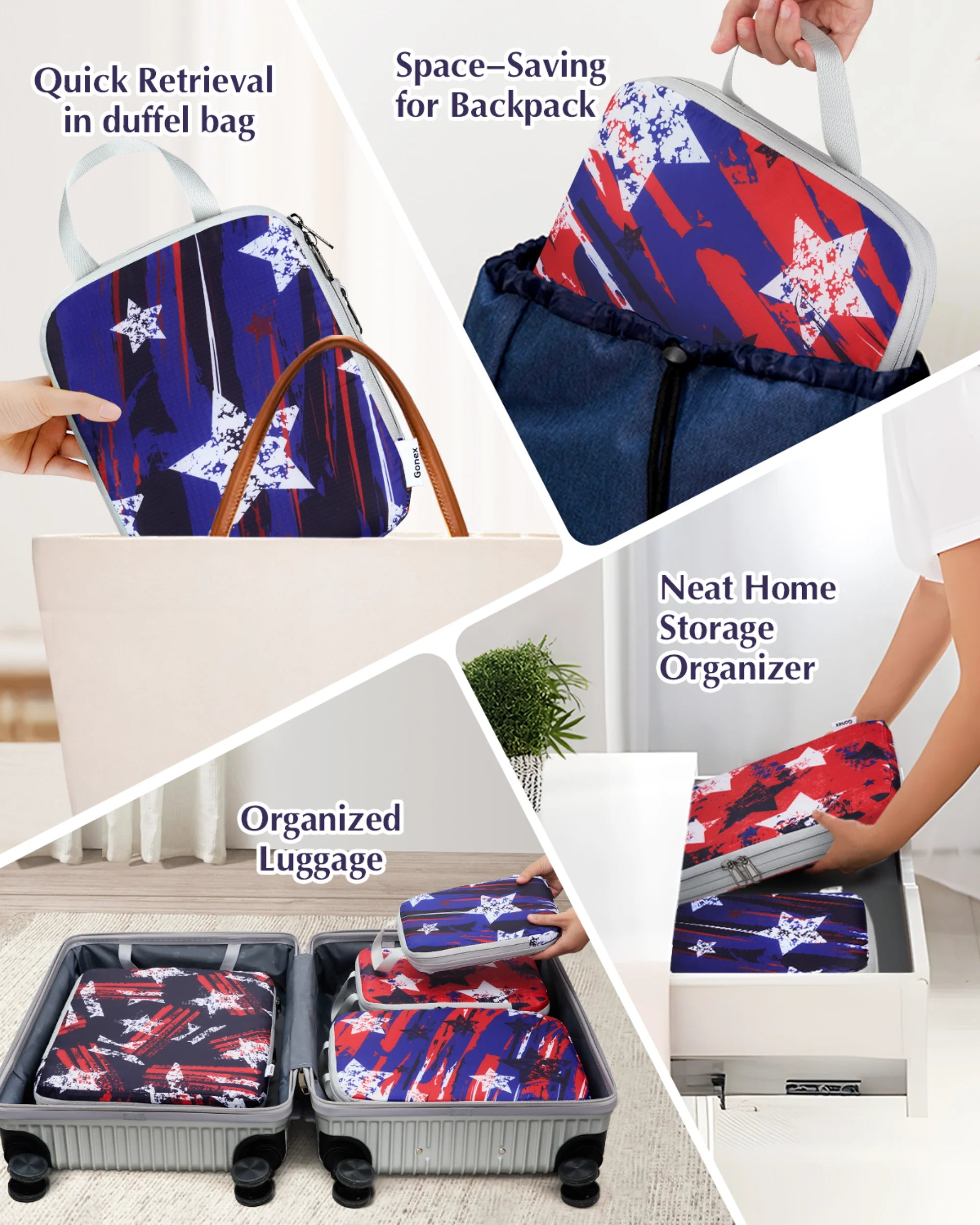 Patriot Stripe Compression Packing Cubes