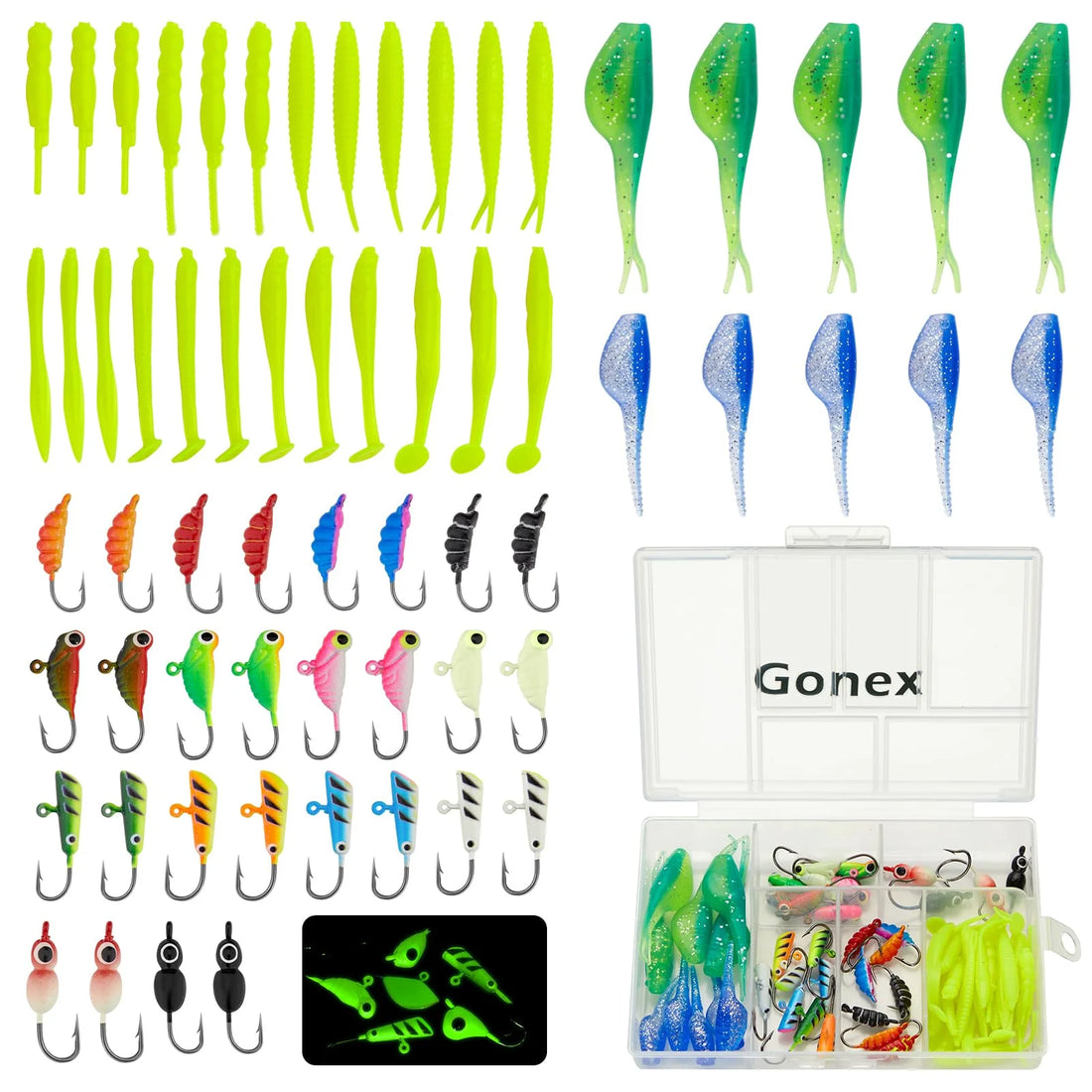 Gonex Ice Fishing Jig Kit 62 Pcs