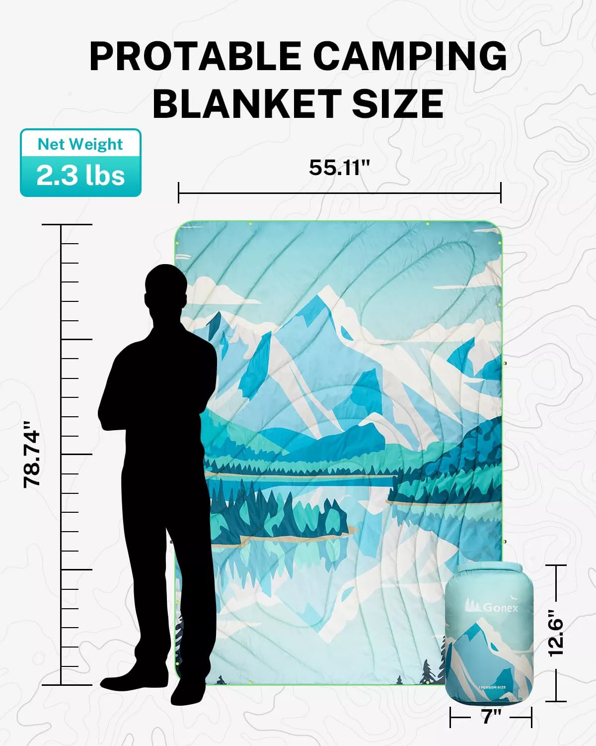 Gonex Portable lightweight camping blanket size