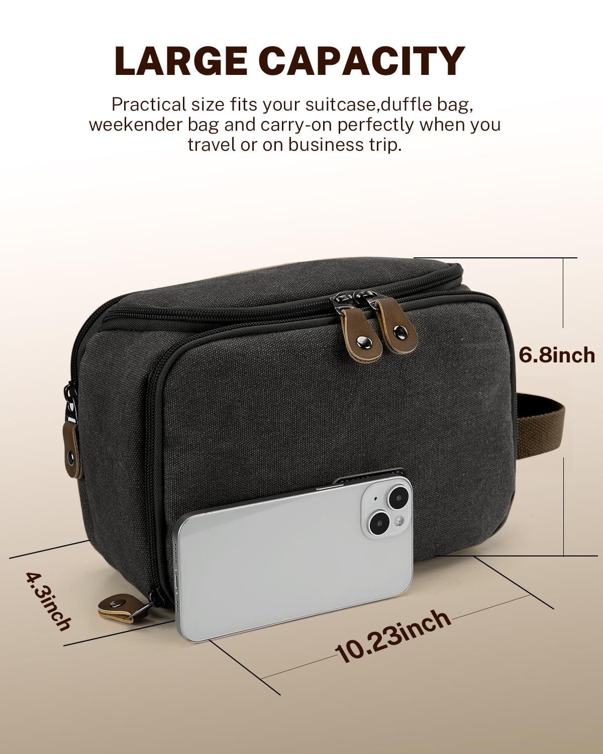 mens canvas travel toiletry bag