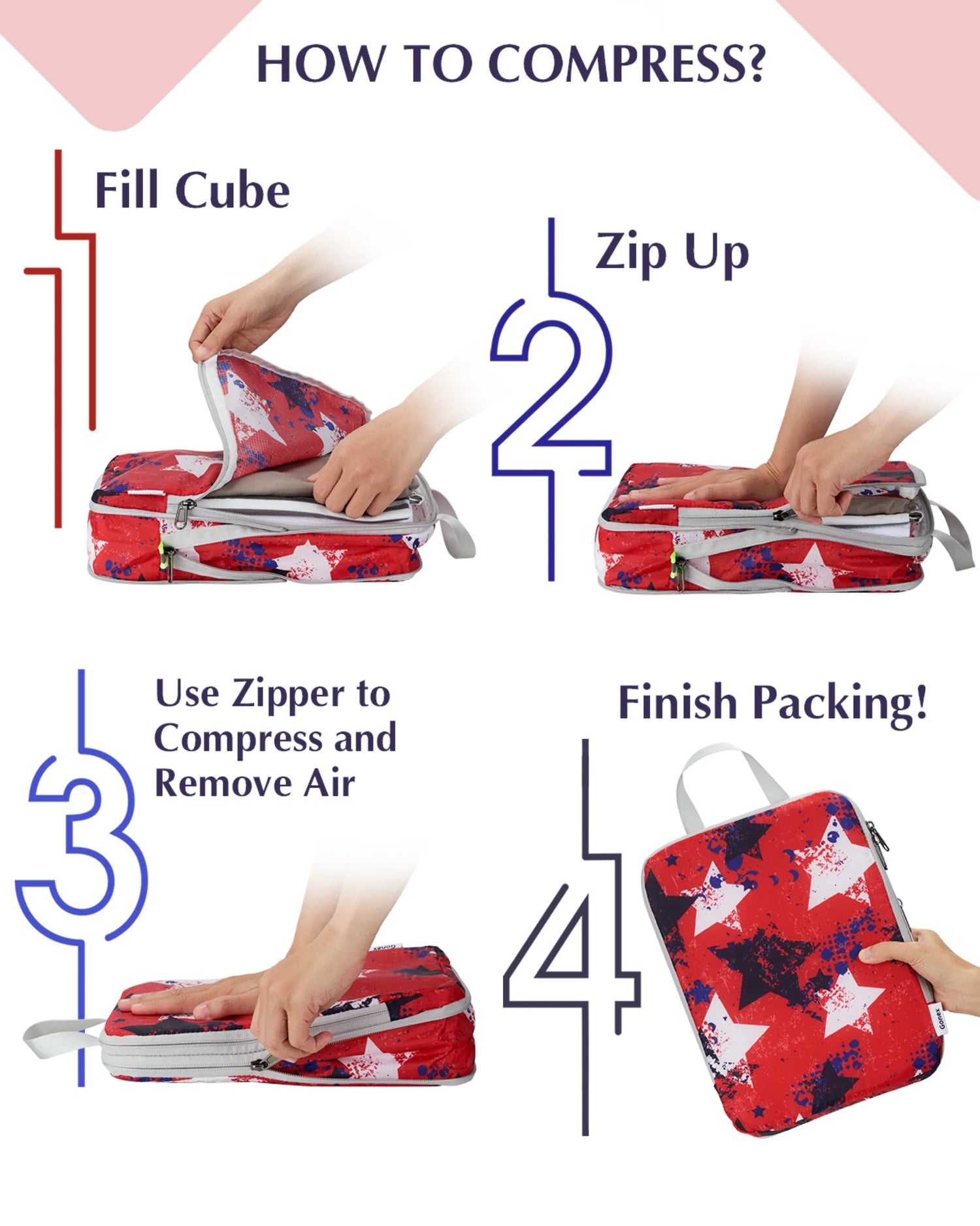 Patriot Stripe Compression Packing Cubes