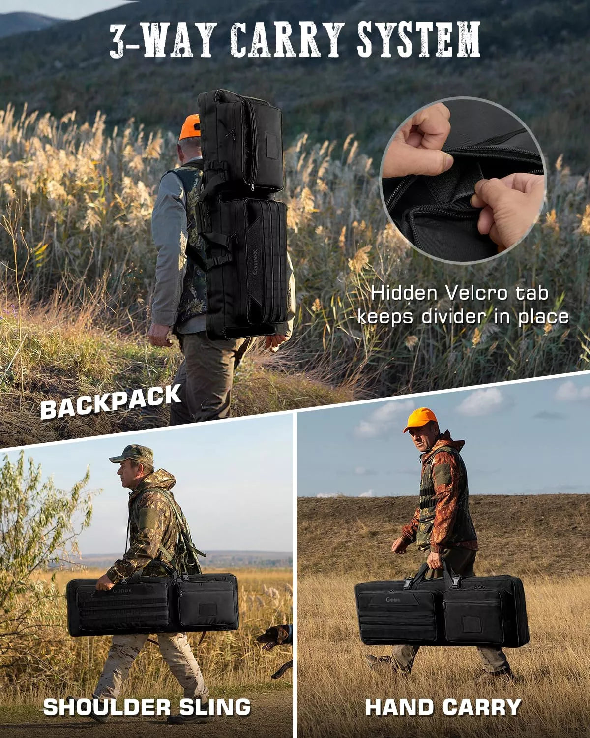 Padded gun case with 3-way carry system