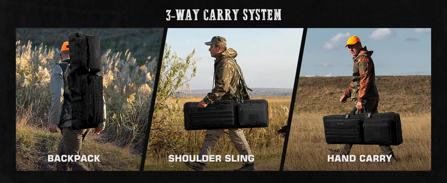 3-way carry system padded rifle case