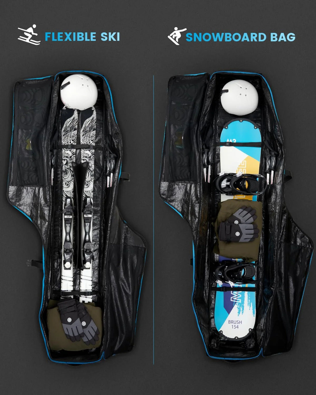 snow board bag with wheels