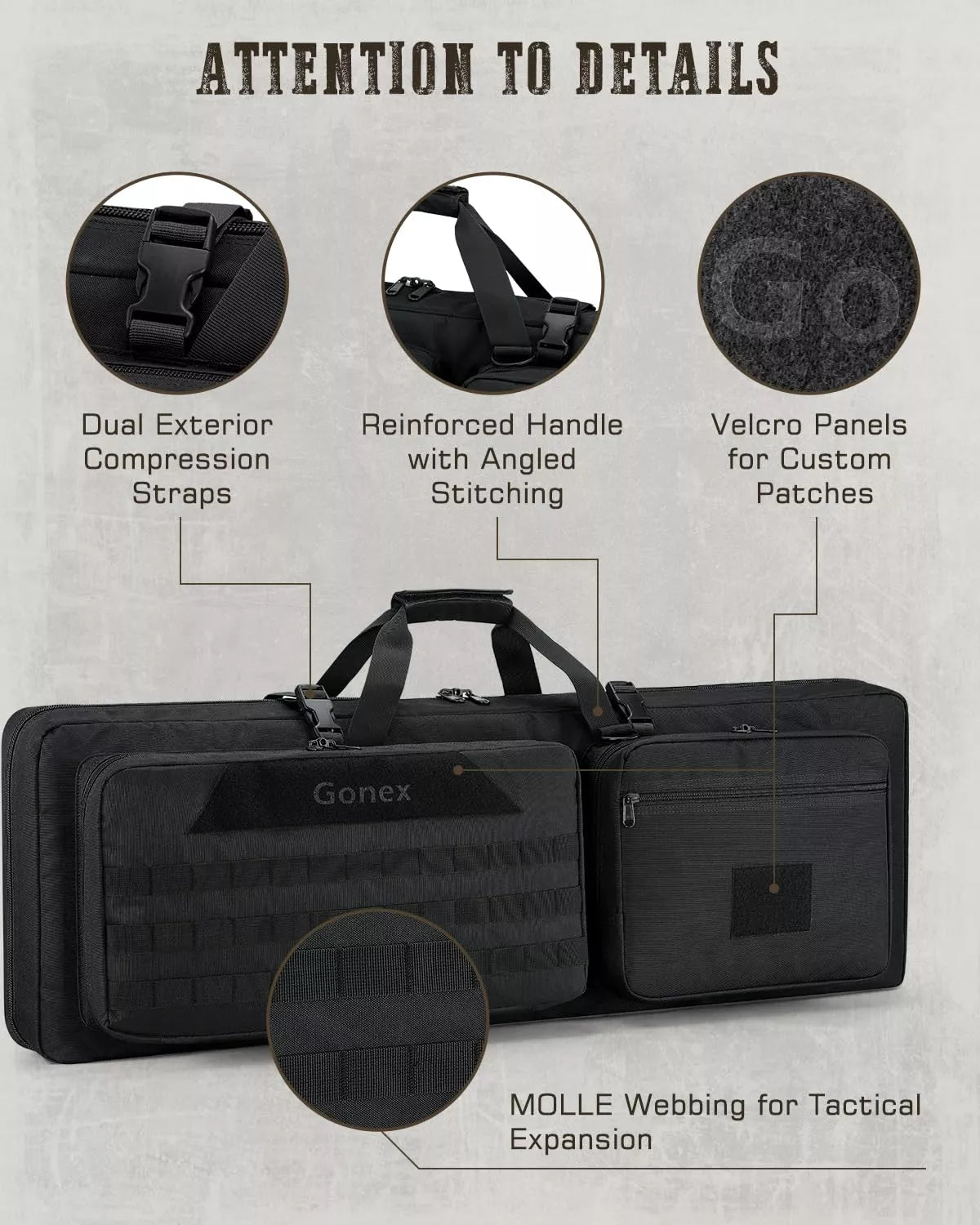 Gonex 36 inch black tactical long gun case