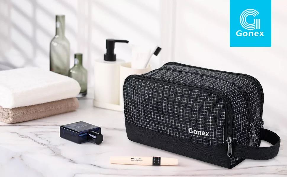 Gonex toiletry organizer travel bag checkered black
