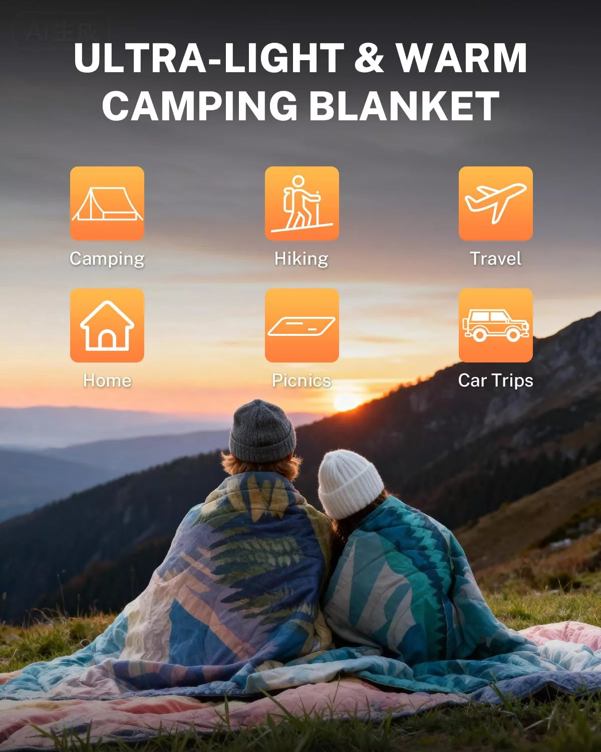 Ultra light and warm camping blanket