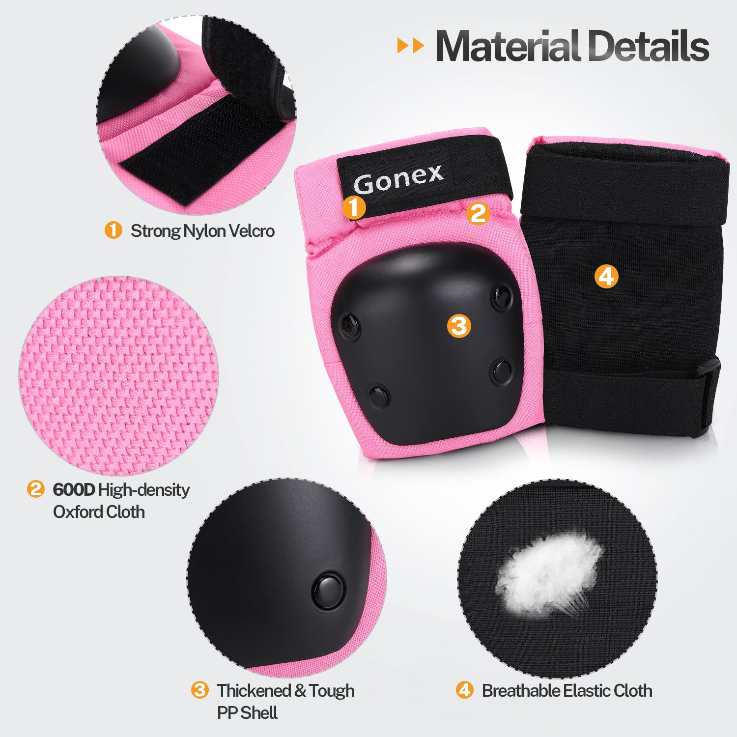 Gonex Skateboard Elbow Pads Knee Pads with Wrist Guards for Kids Youth Adult